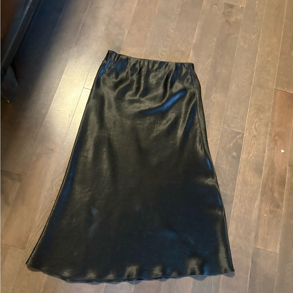 Babaton Black Satin A-Line Skirt